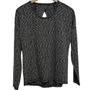 Lululemon Get Set Long Sleeve Top Open Back Space Dye Black White Sz 10 shirt